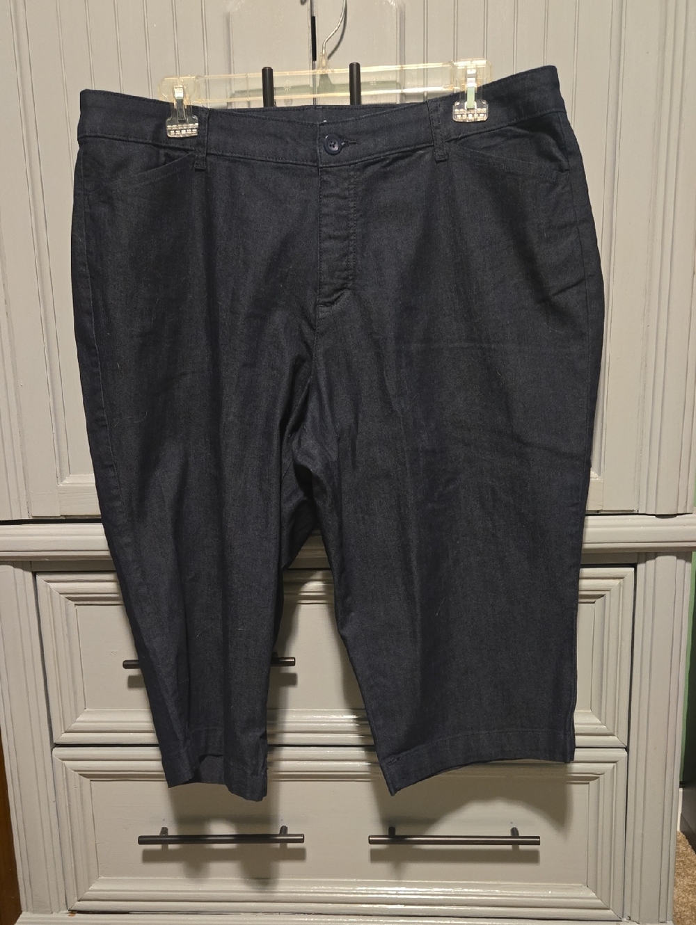 Plus Size Dark Indigo Denim Capri Pants